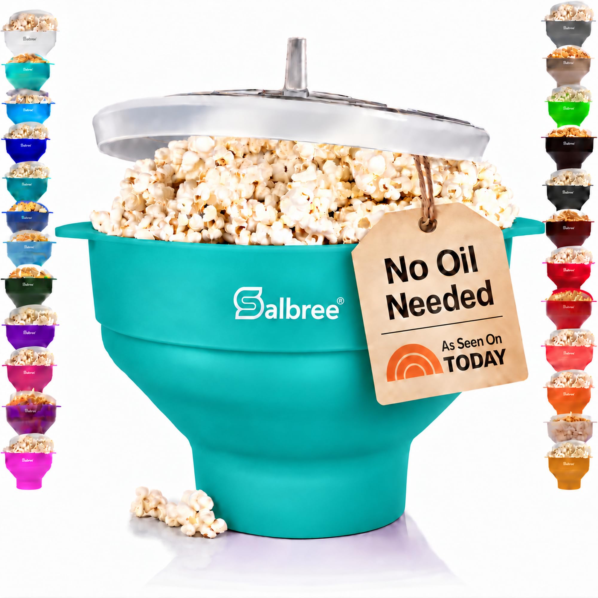 Salbree Microwave Popcorn Popper Maker Silicone Collapsible Bowl No Oil