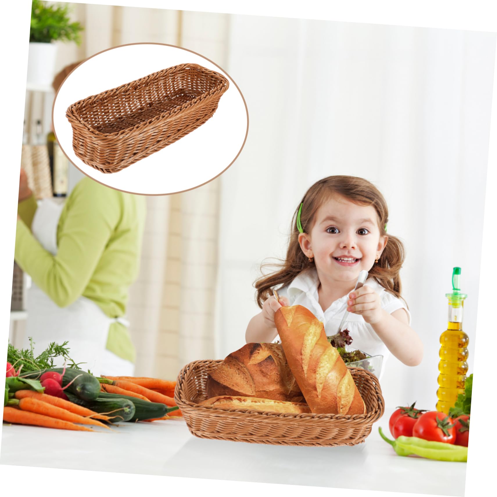 Cabilock 5 Uds Organizador De Cubiertos Cesta Cestas De Almacenamiento Soporte Para Alimentos Cesta De Cocina Cesta De Mimbre De Imitación Tejida Cesta De Aperitivos De Ratán De Imitación