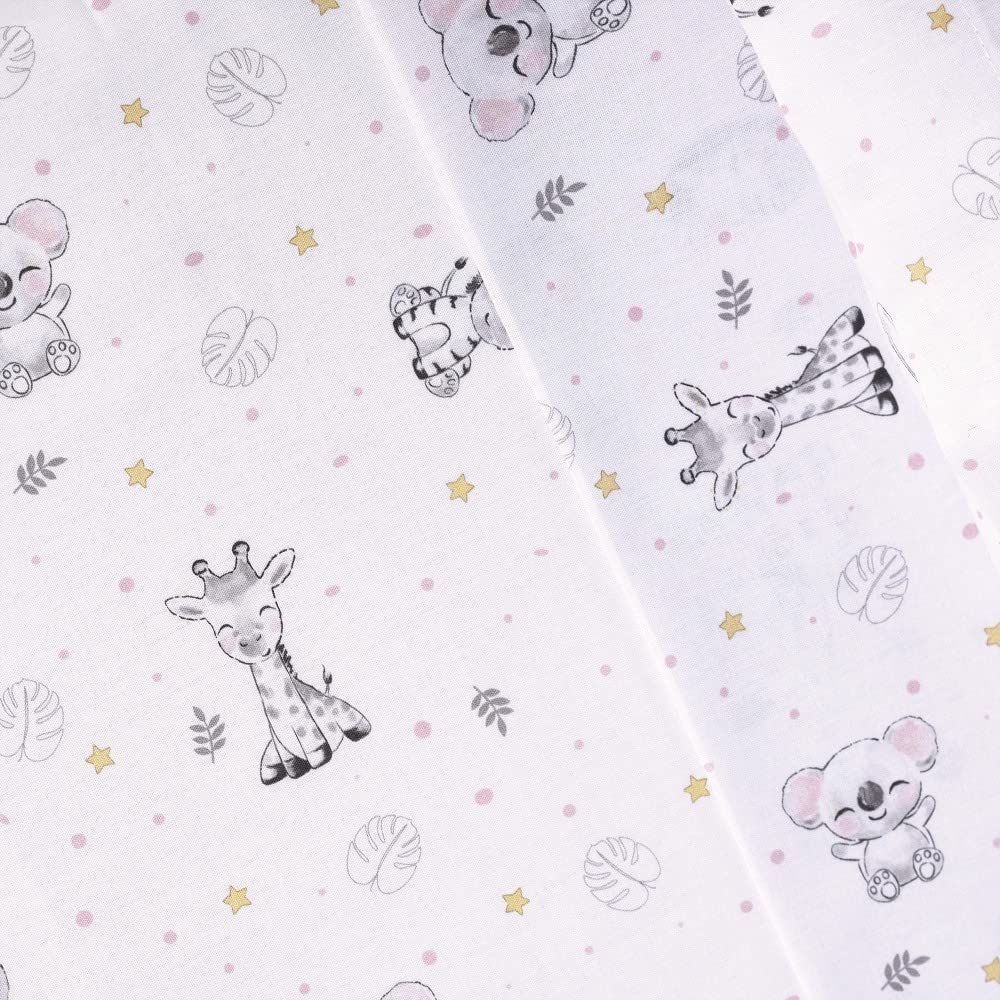 Set di 3 Lenzuola per Carrozzino KOALA en blanco rosa · 100% COTONE · Lenzuolo per Neonati