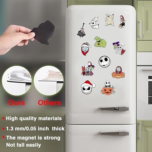 Miniatura 3 de Babymiu Imanes de Navidad para Halloween Skellington para nevera (paquete de 12) accesorios de películas de terror de dibujos animados, decoraciones