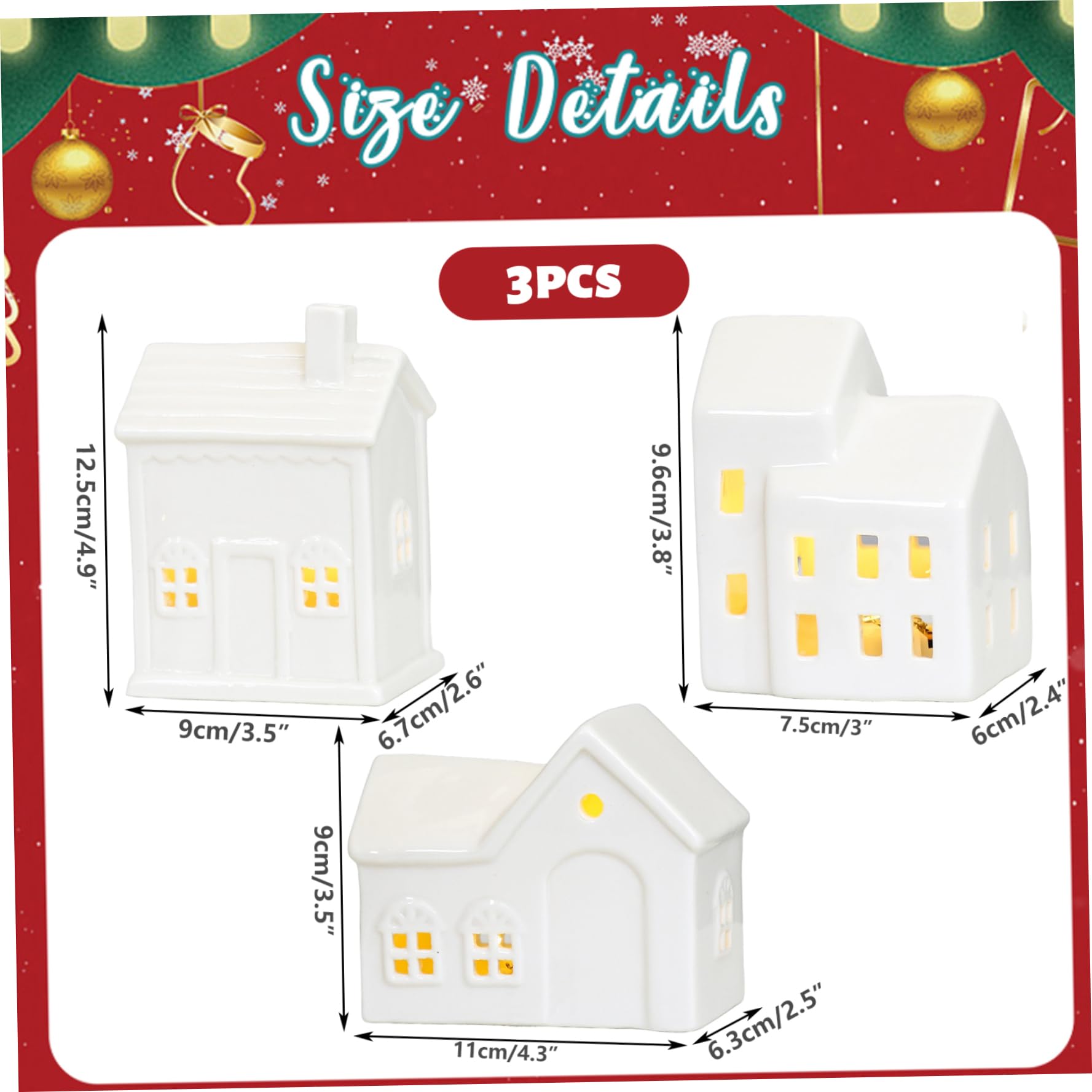 Casas de Pueblo navideñas, candelero de cerámica Blanca para Casas navideñas, decoración navideña de sobremesa