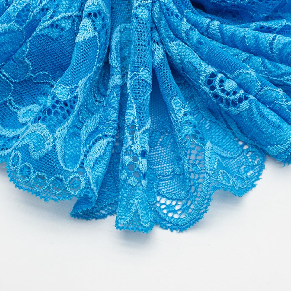 EIROVYA EIR Nastro in Pizzo Elasticizzato,Pizzi e Merletti Bordi,Bordo per Allungare Tende,Larghezza 6.8 CM,Motivo Floreale,per Cucito, Artigianato,Indumenti Fai da Te, Biancheria Intima,5 Yard/Rosa