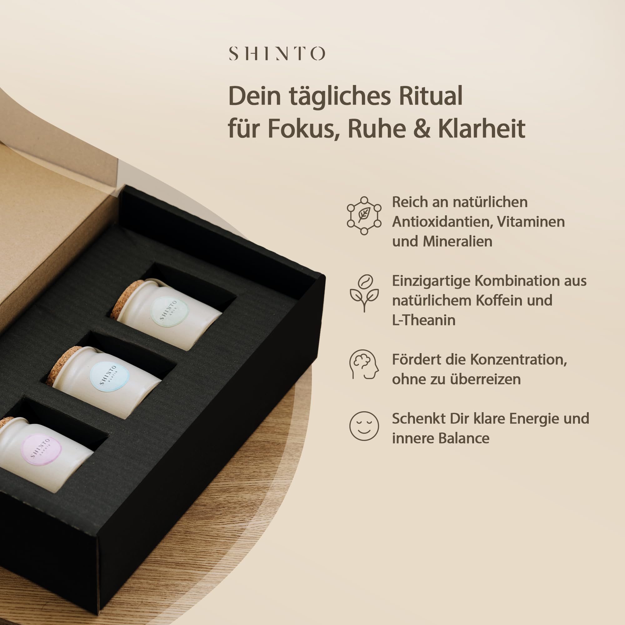 Matcha Tee Probierset von Shinto - JAS & EU BIO zertifiziert - Grün- & Schwarz-Tee Matcha Auslese - 3x30g in wiederverwendbaren Tongefäßen - Direktimport aus Uji Japan