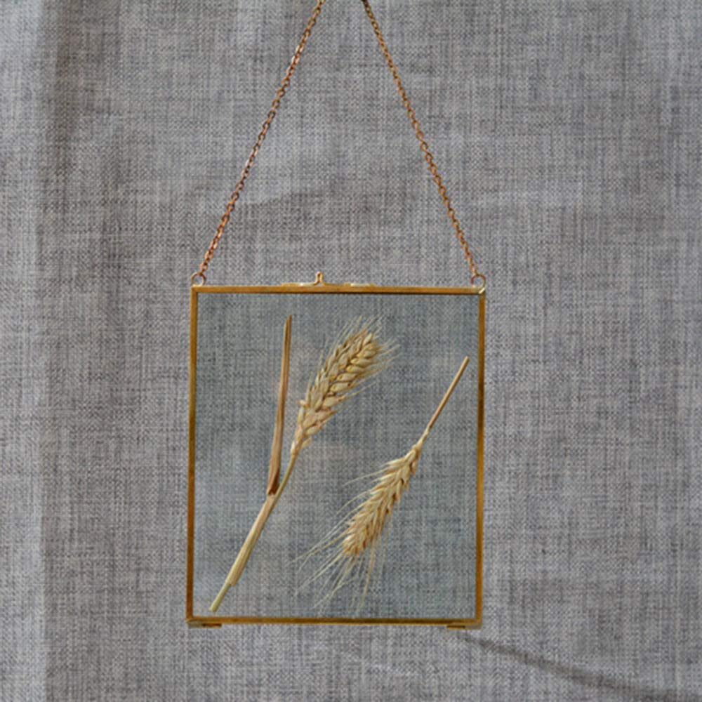 Cadre photo en verre et laiton antique au style vintage suspendu unique