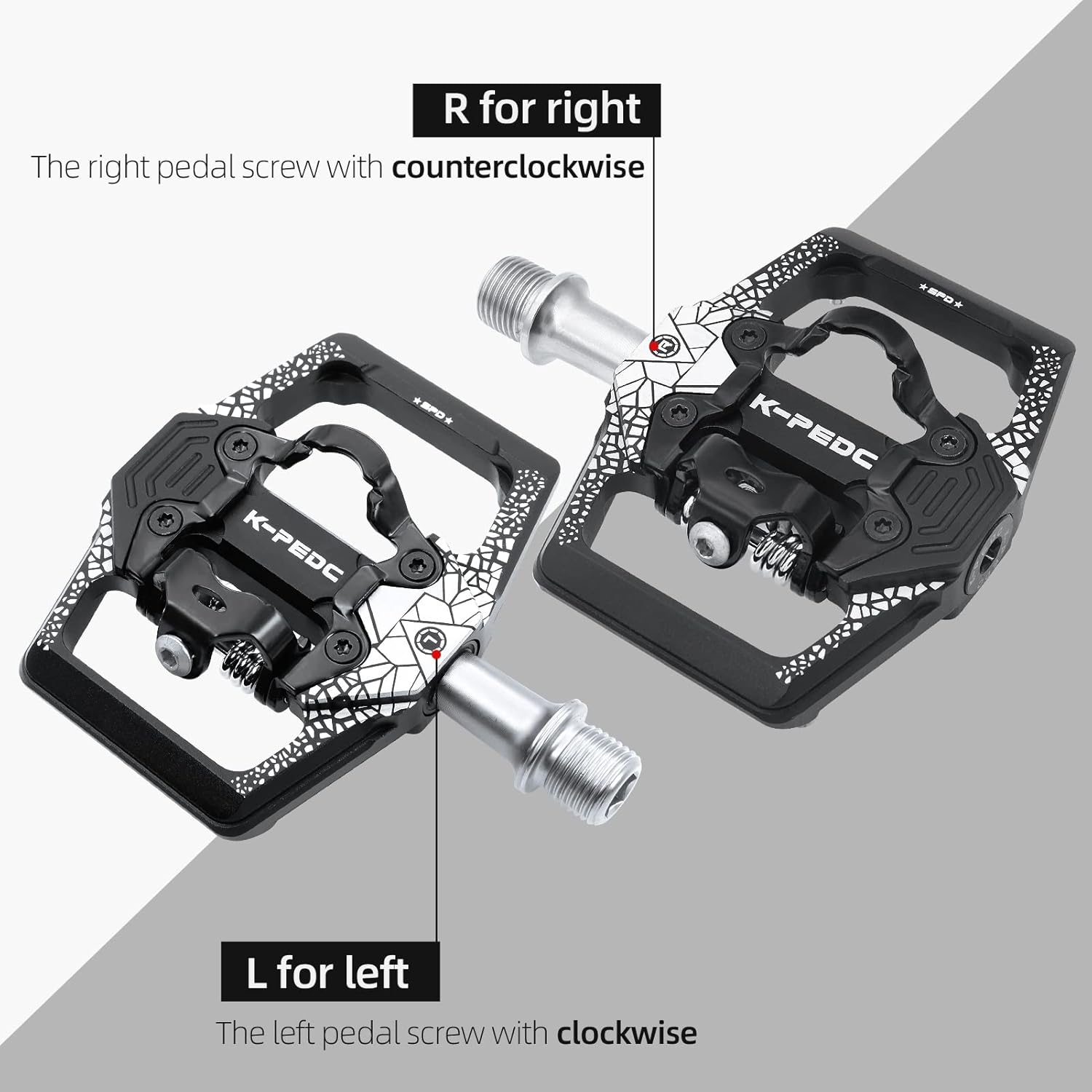 RaceWORK MTB Bike Pedals Self-Locking With Clips Bicycle Platform Compatible SPD Sealed Clipless - View #9