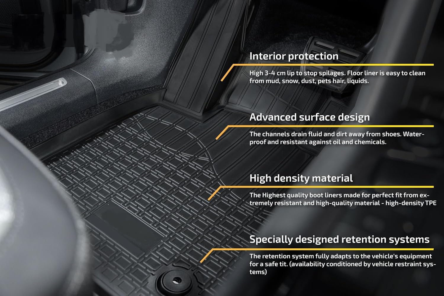 3D Floor Mats for 2008-2013 Nissan Rogue / 2014-2015 Nissan Rogue Select Heavy Duty, Custom Fit, All Weather Liner Front & 2nd Row Full Set Rubber, Black