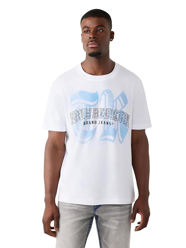 True Religion Men's Short Sleeve Crystal Logo Tee | Optic White | L by True Religion - Used condition - US$33.52