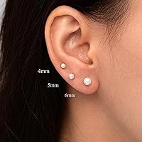 Vista 3 de SmileBelle 2 Pairs Pearl Stud Earrings, Flat Back Stud Earrings Valentine Gifts for Women Screw Back Hypoallergenic Cartilag Sleep Earrings Helix