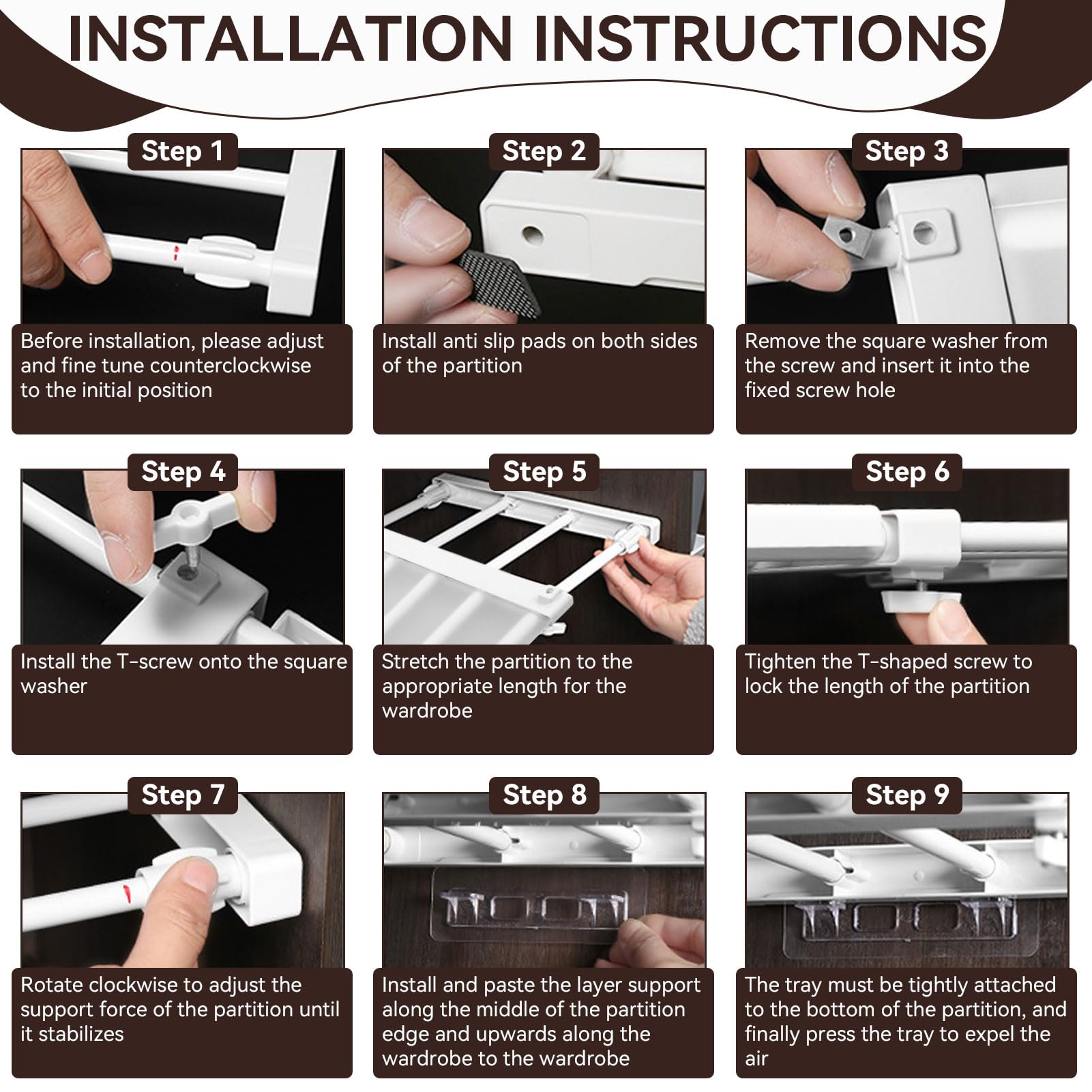 HERCHR Tension Shelf Expandable,Adjustable Shelf Organizer,Closet Organizer Rack Nail Free Cabinet Divider Storage Rack for Wardrobe Cupboard(30-40cm)