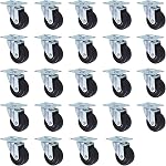 kimllier 24Pcs 2 Inch Heavy Duty Polyvinyl Chloride Swivel Caster Plate Casters Without Brake Wheels Black