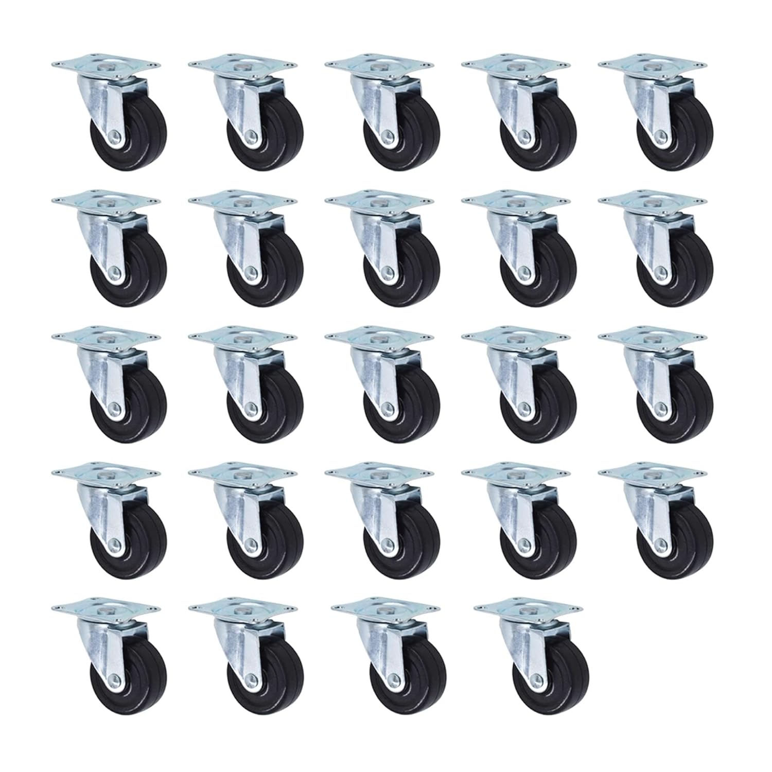kimllier 24Pcs 2 Inch Heavy Duty Polyvinyl Chloride Swivel Caster Plate Casters Without Brake Wheels Black