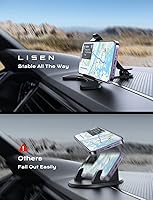 Vista 5 de LISEN Soporte de teléfono para salpicadero de automóvil, soporte para salpicadero, se adapta a superficies curvas, compatible con iPhone, Samsung