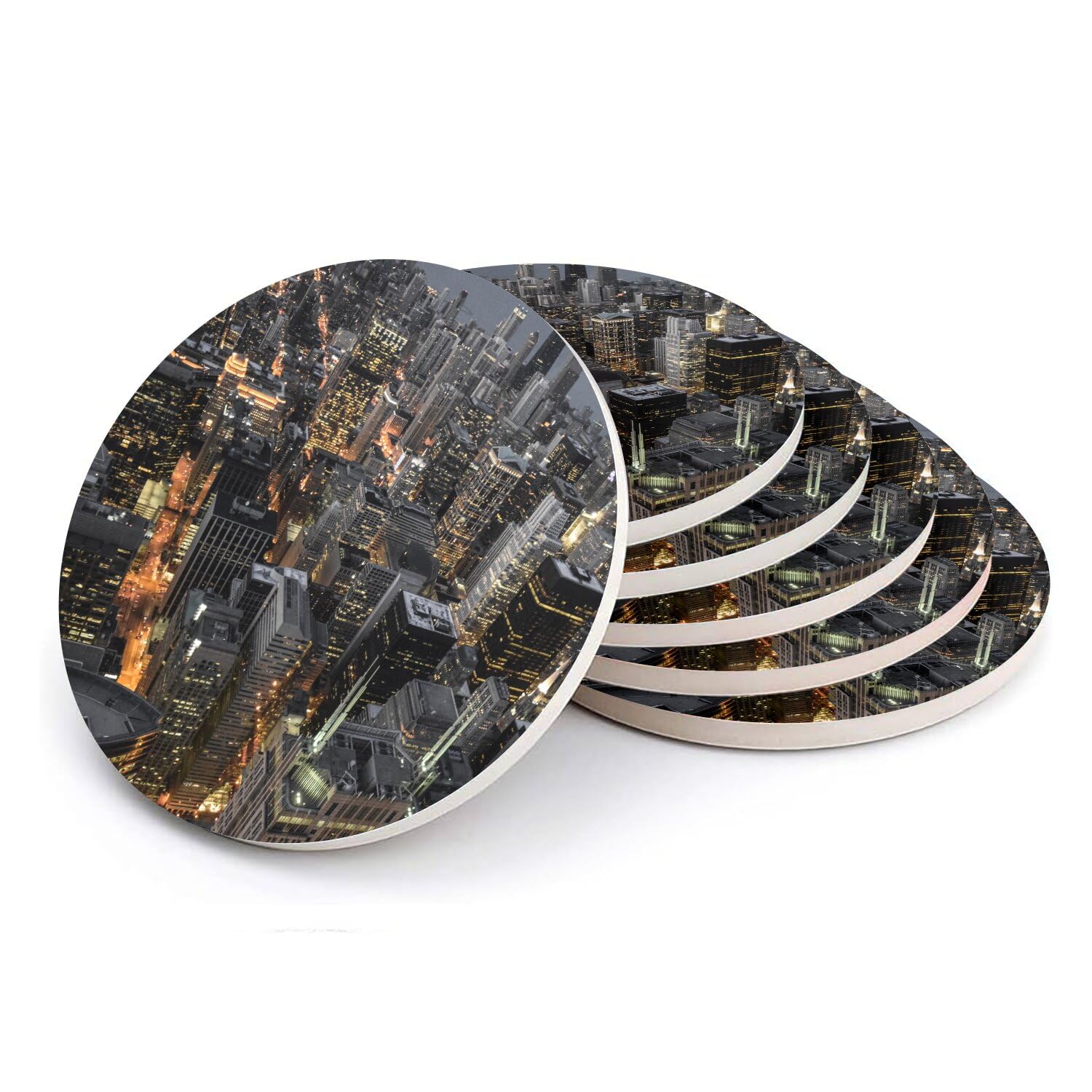 Sous-verre ronds en céramique souvenir de New York nuit lot 6