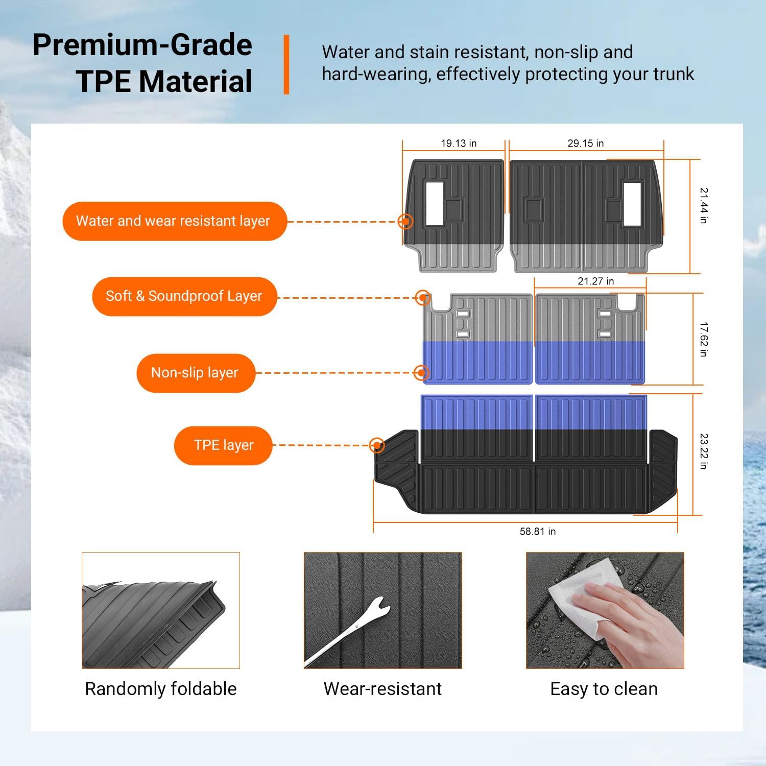 powoq 7 Seats Fuel Cargo Mat Compatible with 2025 2026 Toyota 4Runner Trunk Mat 2nd Backrest Trunk Liner TPE Cargo Liner 3rd Back Seat Protector Replacement for 2025-2026 Toyota 4Runner Accessories