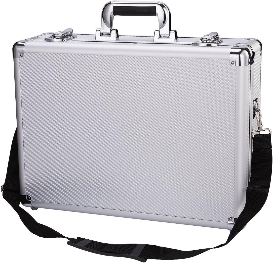 Best Cyber Monday 🔥 Small Aluminum Hard Case Briefcase Silver Carrying Case Flight Cases Portable Equiment Tool Case Box008A-S