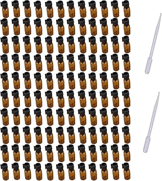 120 Pcs 0.5ml Amber Glass Vials With Lids Mini Perfume Sample Bottles Fragrance Sample Vial Tube Essential Oil Aromatherapy Vials