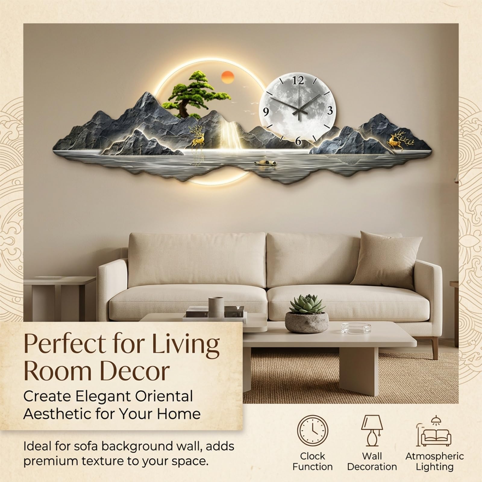 Reloj de Pared 3D con Luces LED, Arte Moderno para Decoración de Sala