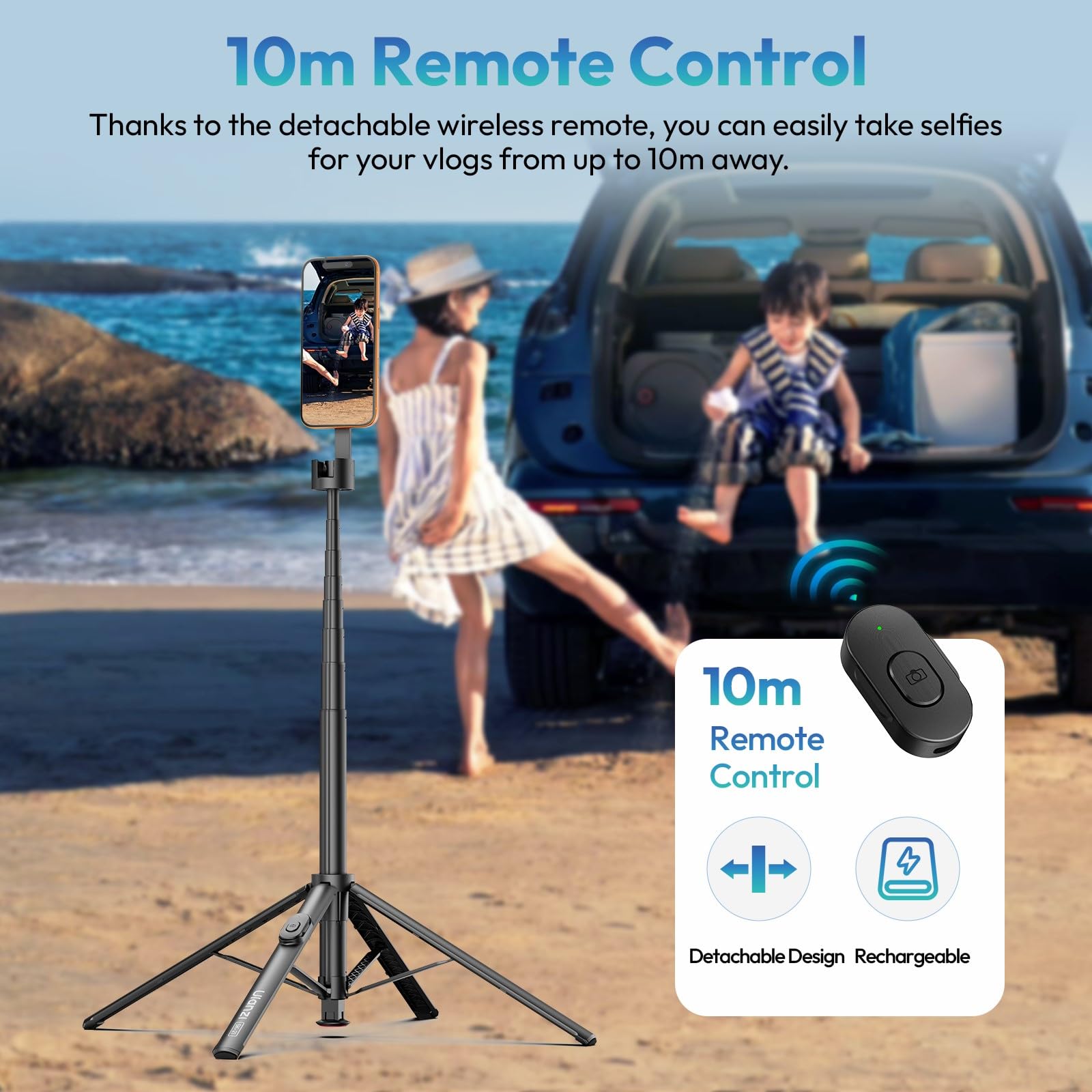 ULANZI SK-21 Trípode Magnético para Teléfono 180cm, Soporte Autodesplegable con 4 Patas, Palo Selfie Bluetooth, Compatible con iPhone 12-17, MagSafe y Samsung