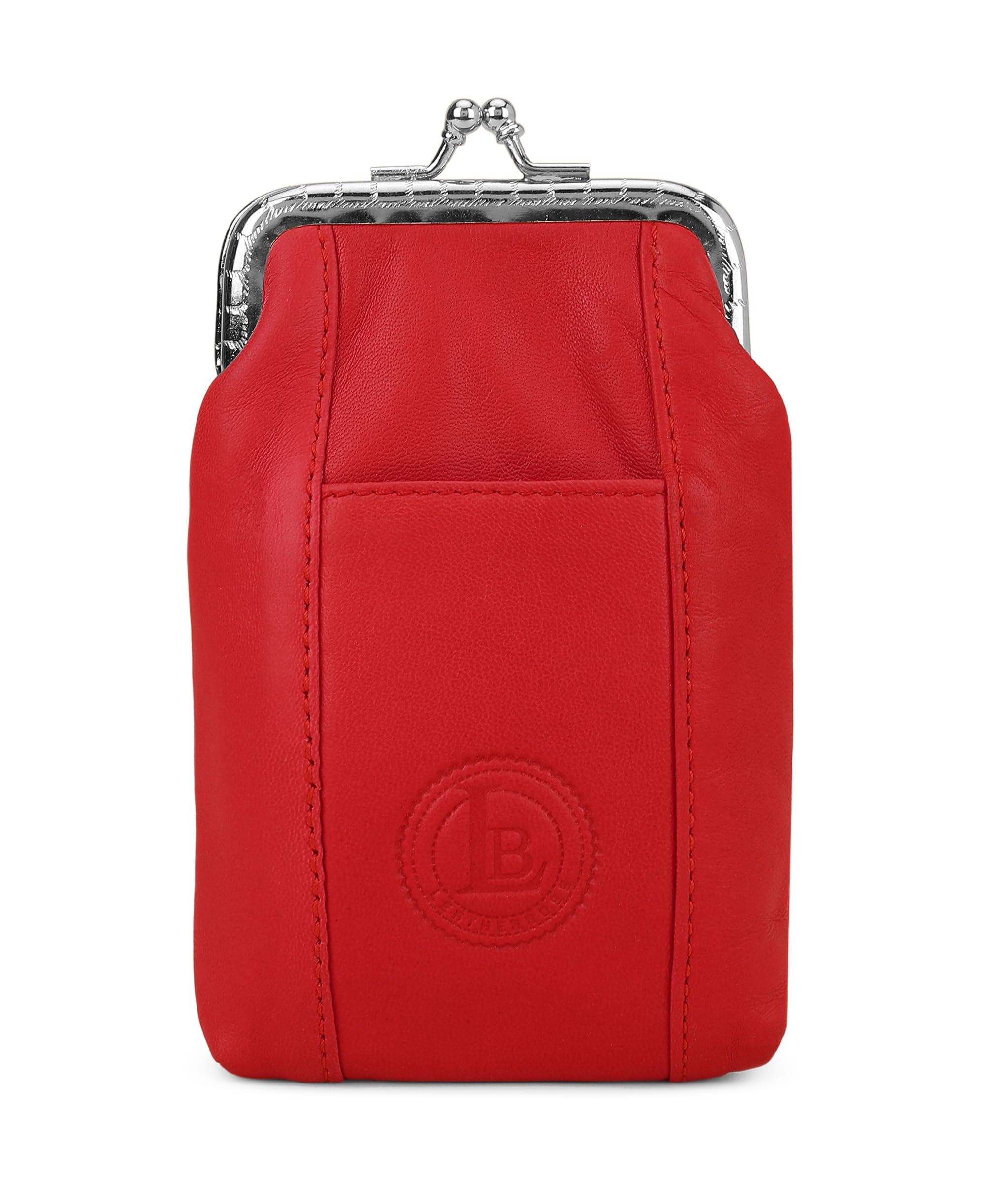 LB LEATHERBOSS Genuine Leather Cigarette Case Pack Holder Regular or 100's Lighter Pocket, Red