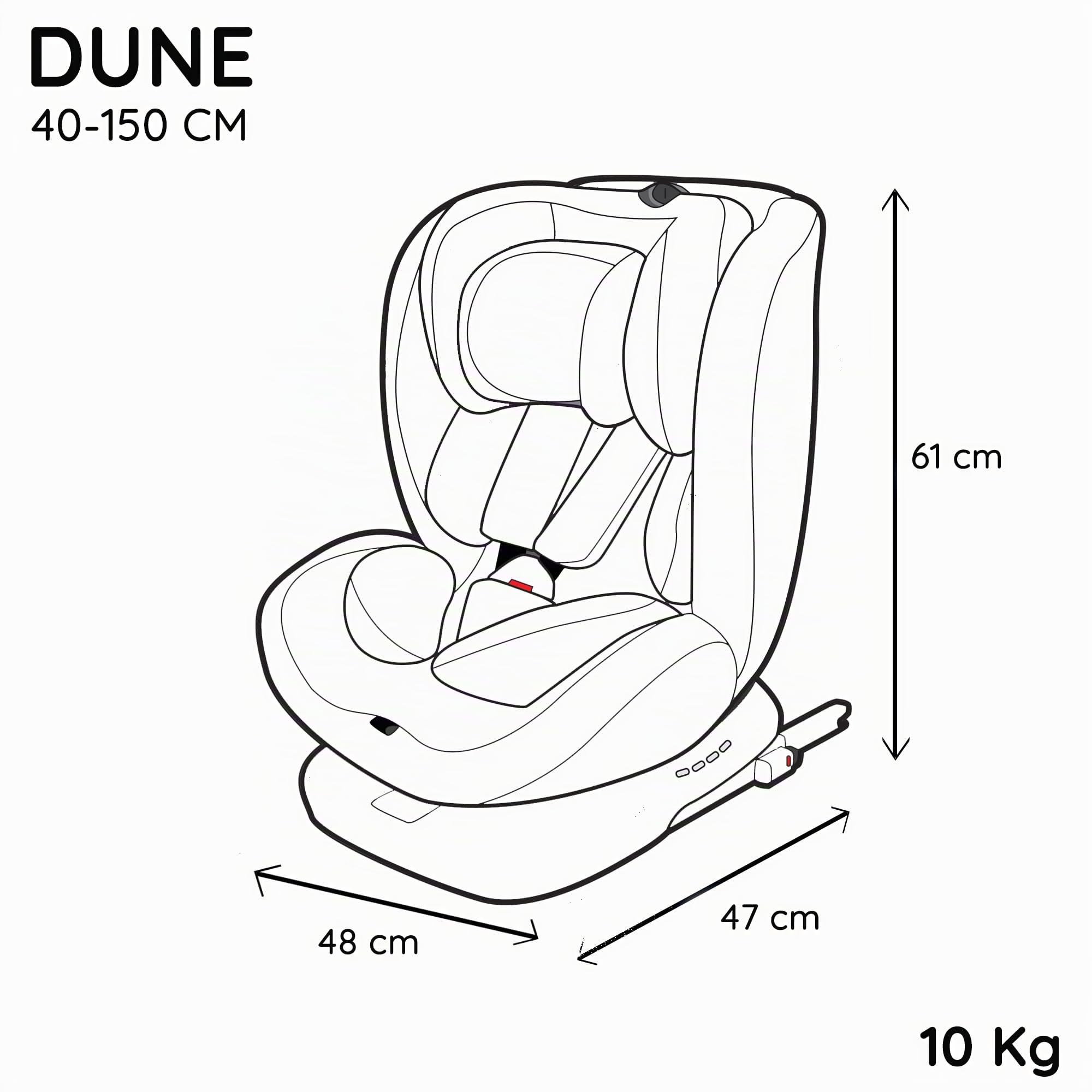 Nania Dune, Siège auto, i-Size, Pivotant 360, évolutif, naissance et jusqu'à 12 ans environ, Groupe 0/1/2/3, 40-150 cm, Siège Auto ISOFIX, Rotation 360, Inclinable, Appui-tête réglable
