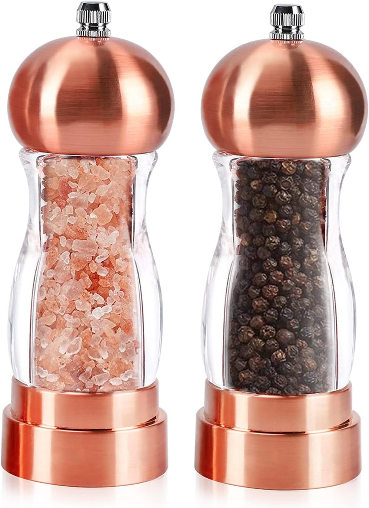 Salt and Pepper Grinder Set Classical Hand Shake Pepper Mill Set Gorgeous Salt Grinder Set Rosy, Ceramic Blades With Adjustable Coarseness, Enjoy Best Fresh Ground Pepper Sea Salts Various spices