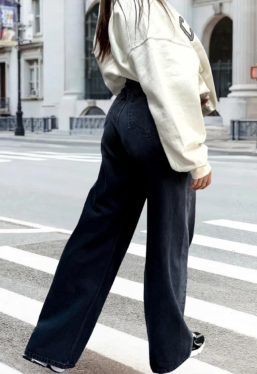 ZERMOM Women's Wide Leg Jeans Casual Stretch High Rise Baggy Loose Denim Pants - Image 5