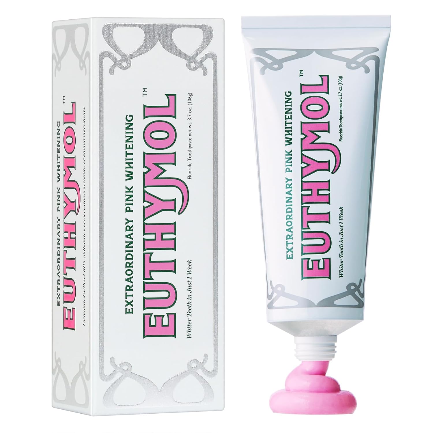 EUTHYMOL Whitening Toothpaste 3 7fl oz - Stain Removal in 2 Weeks Long-Lasting Freshness for Sensitive Gum Teeth