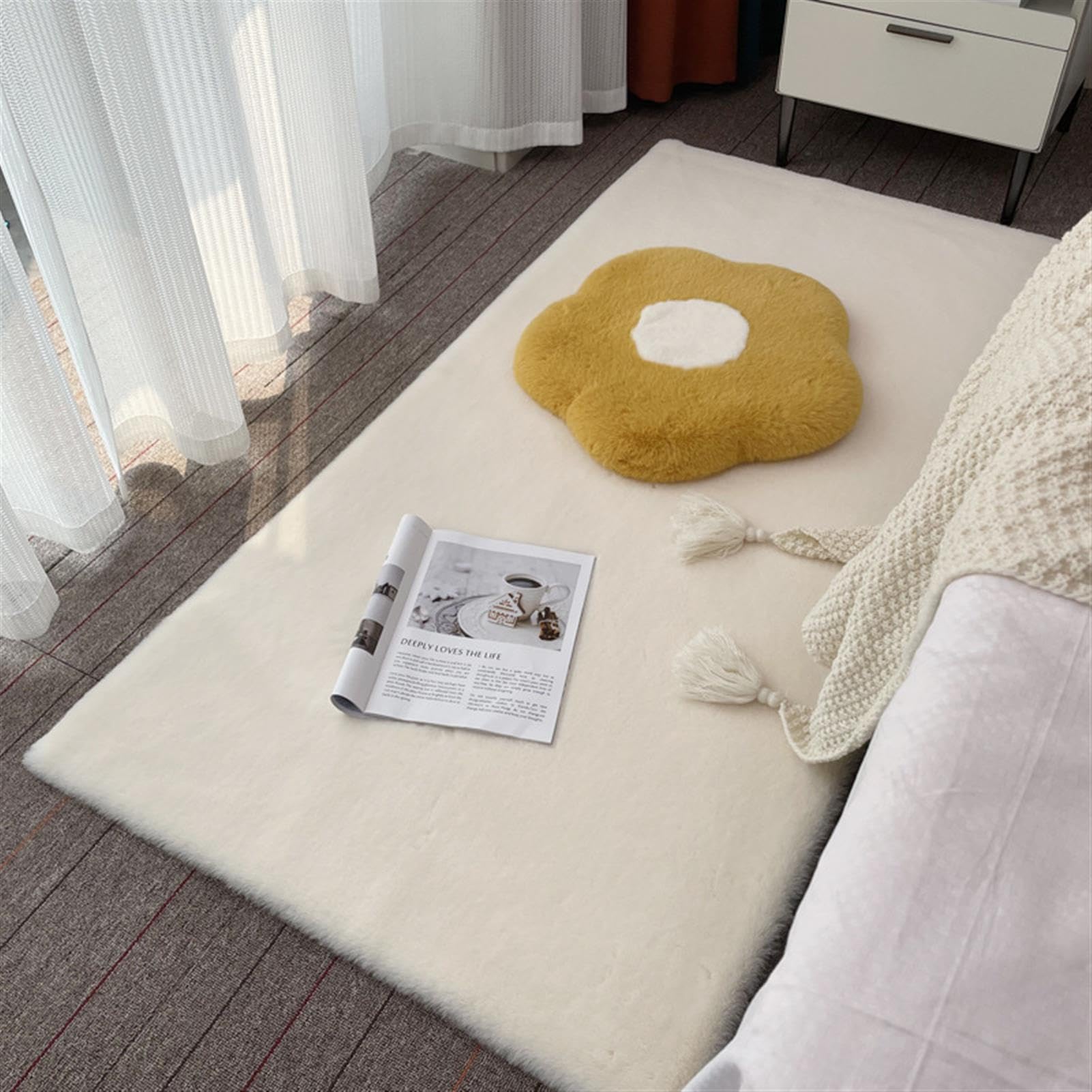 Tapis imitation peau de mouton GueTTO en fausse fourrure premium pour canapé