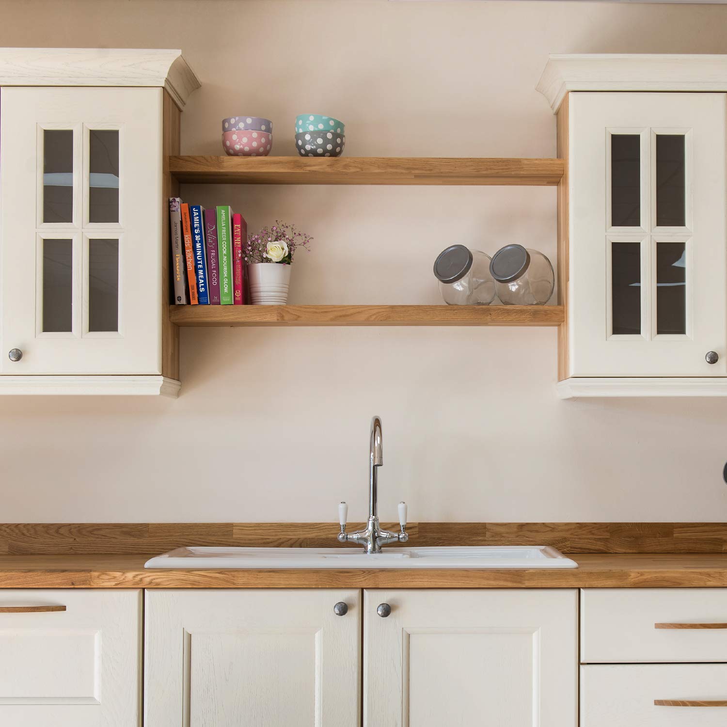 WORKTOP EXPRESS Solid Oak Timber Block Floating Shelf Available in a