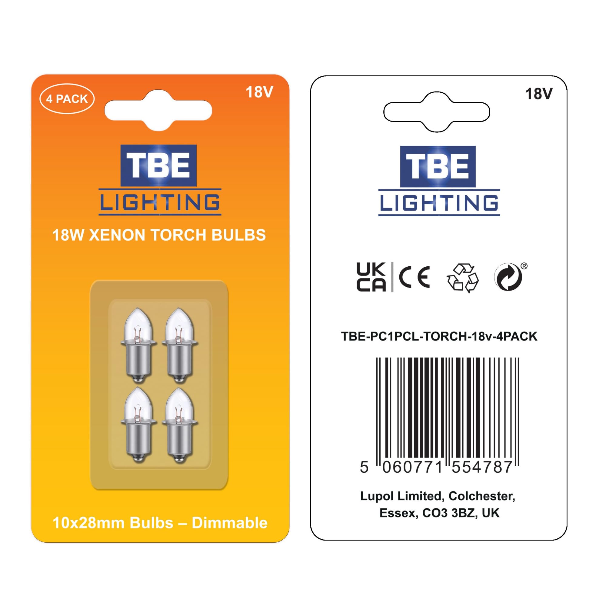 TBE LIGHTING Lampadine di ricambio per torcia allo xeno da 18 V, a risparmio energetico, compatibili con luci Makita da 18 Volt / presa base P13.5S, luce bianca per fari, torce, torce, torce