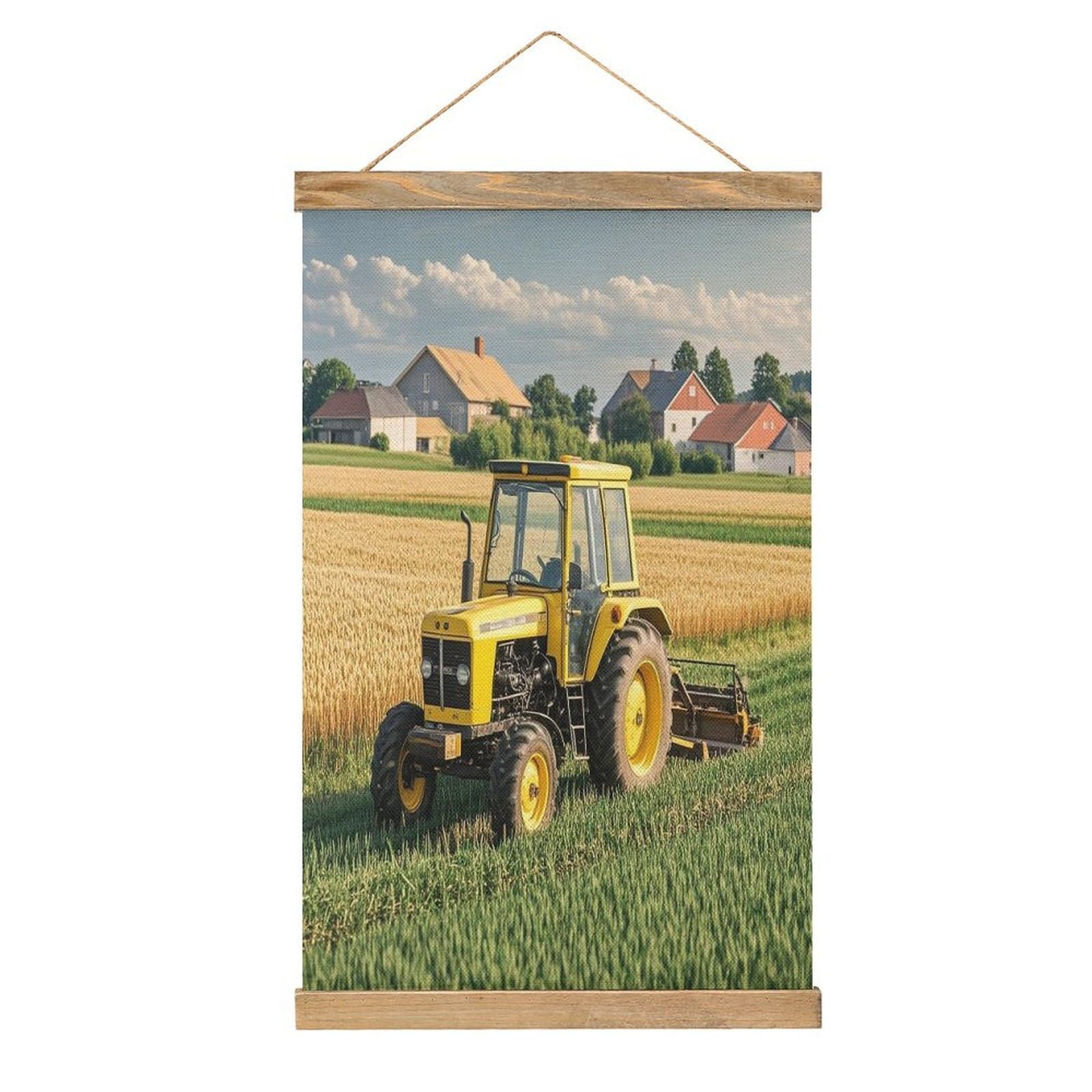 FekiLoot Tractor Farm Wall Art Poster Hanger Frame Linen Wall Art Decor Vintage Hanging Poster Hanging Wall Decor Rustic Retro Wall Art Print for Living Room Decor 20.4 X 13.1Inches