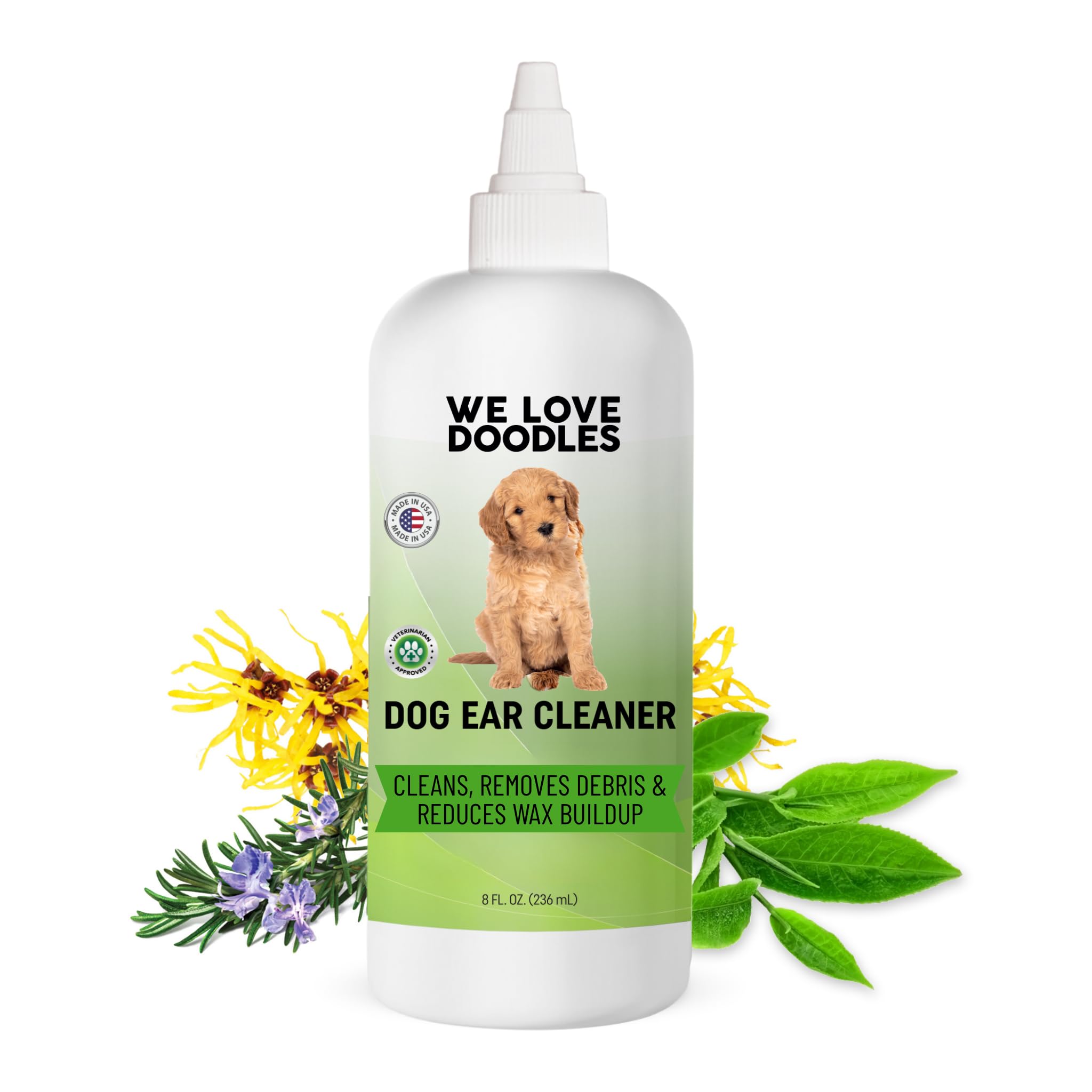 We Love Doodles Dog Ear Cleaner Ear Wash for Dogs Made in USA Natural Clean Ear Drops Prevents
