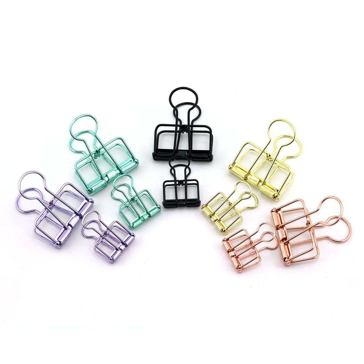 NXG 20-Pack Multicolor Metal Wire Binder Clip Set,10pcs 2.25 Inch,10pcs 1.57 Inch Paper Metal Clip,Office Supplier School Accessories - Colorful Hollow Out Paper Organizer