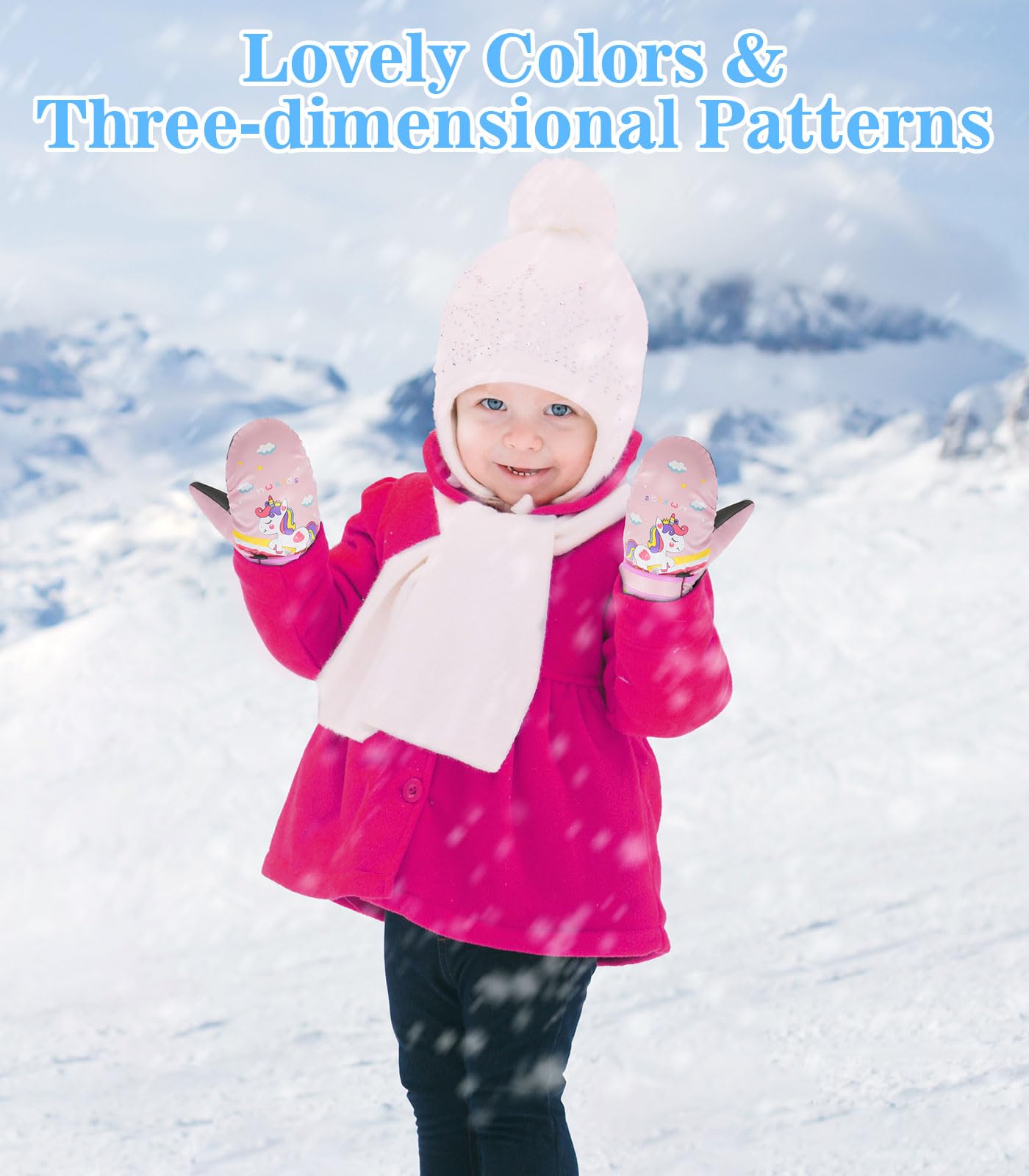 MoKo Kinder Skihandschuhe, Winter Fäustlinge Handschuhe Winddicht Wasserdicht Sport Handschuhe für Skifahren Radfahren Snowboarden Outdoor-Aktivitäten für Jungen Mädchen