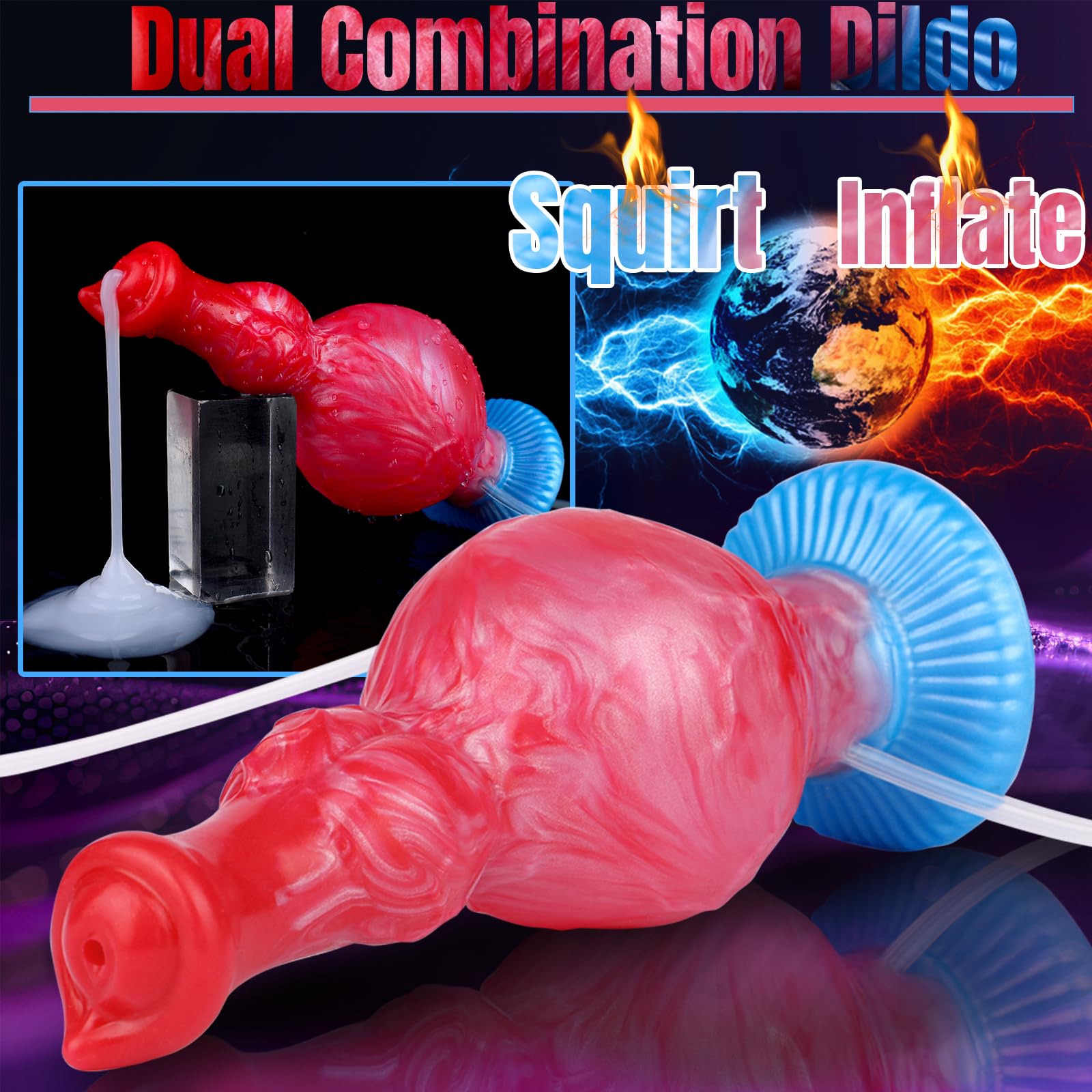7.87”Realistic quirting Inflatable Dog Knot Dildo 2 Big Knotted Expanding Butt Plug Strong Ejaculating Toy Silicone Soft Fantasy Dildo g-Spot Cumming Animal Penis Plug Adult Sex Toys & Games (S): M