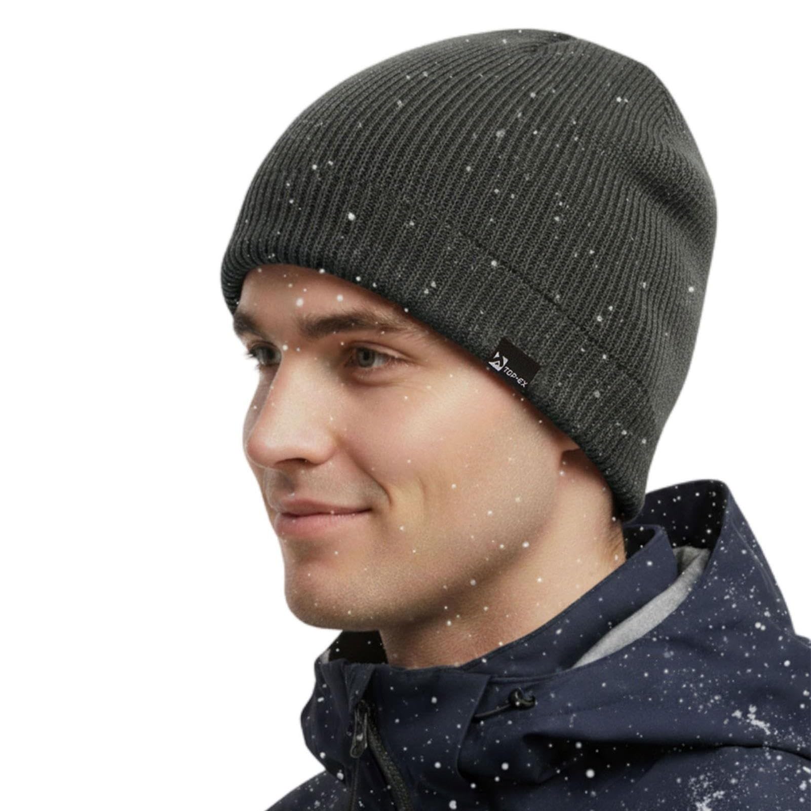 TOP-EX Bonnet 50 % Laine Mérinos Pour Homme Et Femme Avec Bandes Réfléchissantes - Pour L'hiver - Pour La Course à Pied - Pour Sports Par Temps Froid - 56 à 65