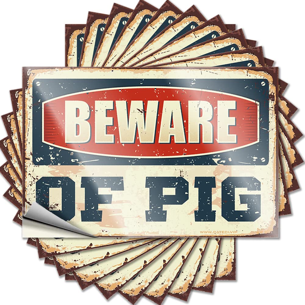 Fzfn Colour Beware Of Pig Entryway Decor Unique - Lettering Sticker Cover Waterproof Decal(8X12cm)