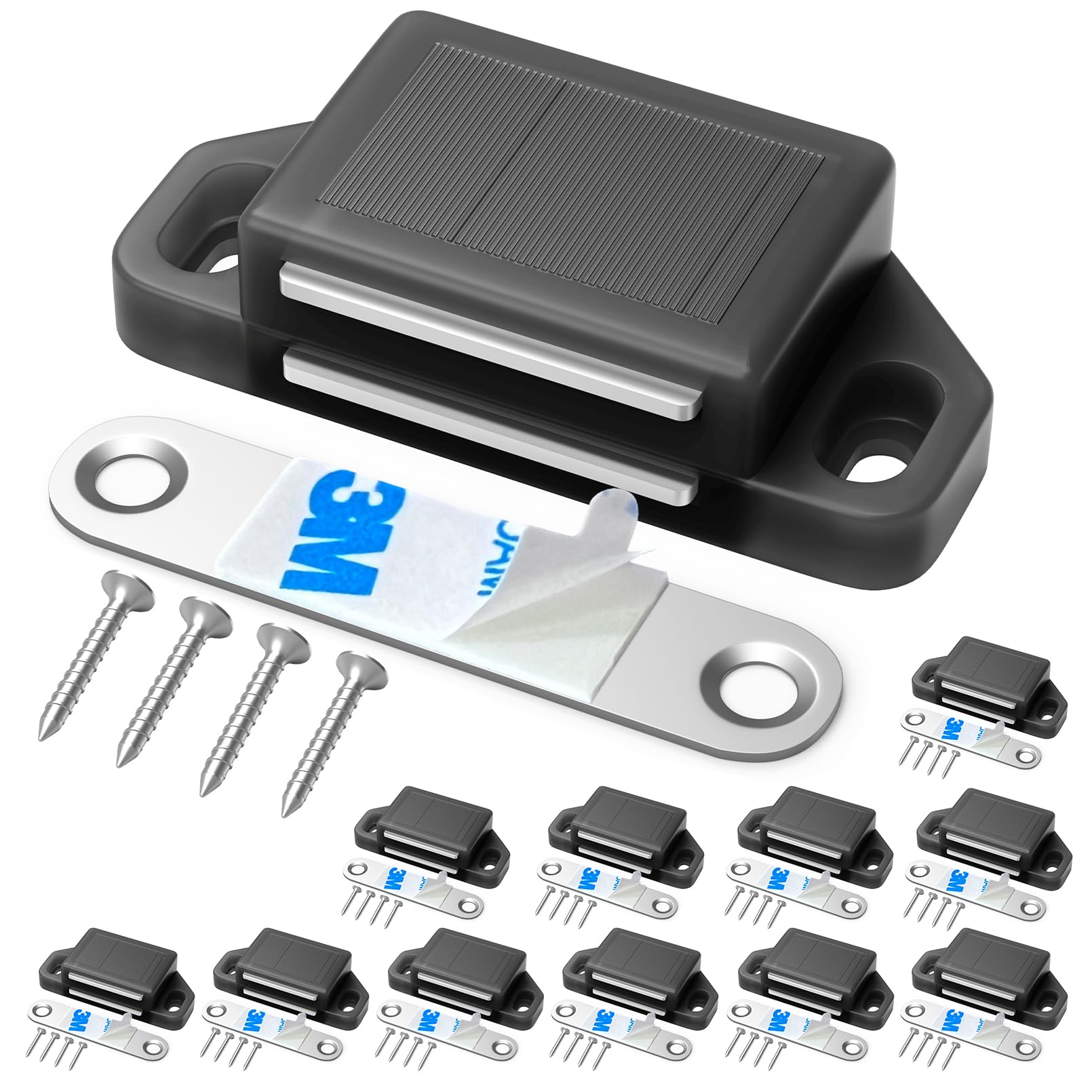 Tonitrui Cabinet Magnetic Catch Door Latch 30LB for Kitchen Drawer Magnets to Stay Closed Magnetic Catch Closet for Drawer（Black 12 Pack）