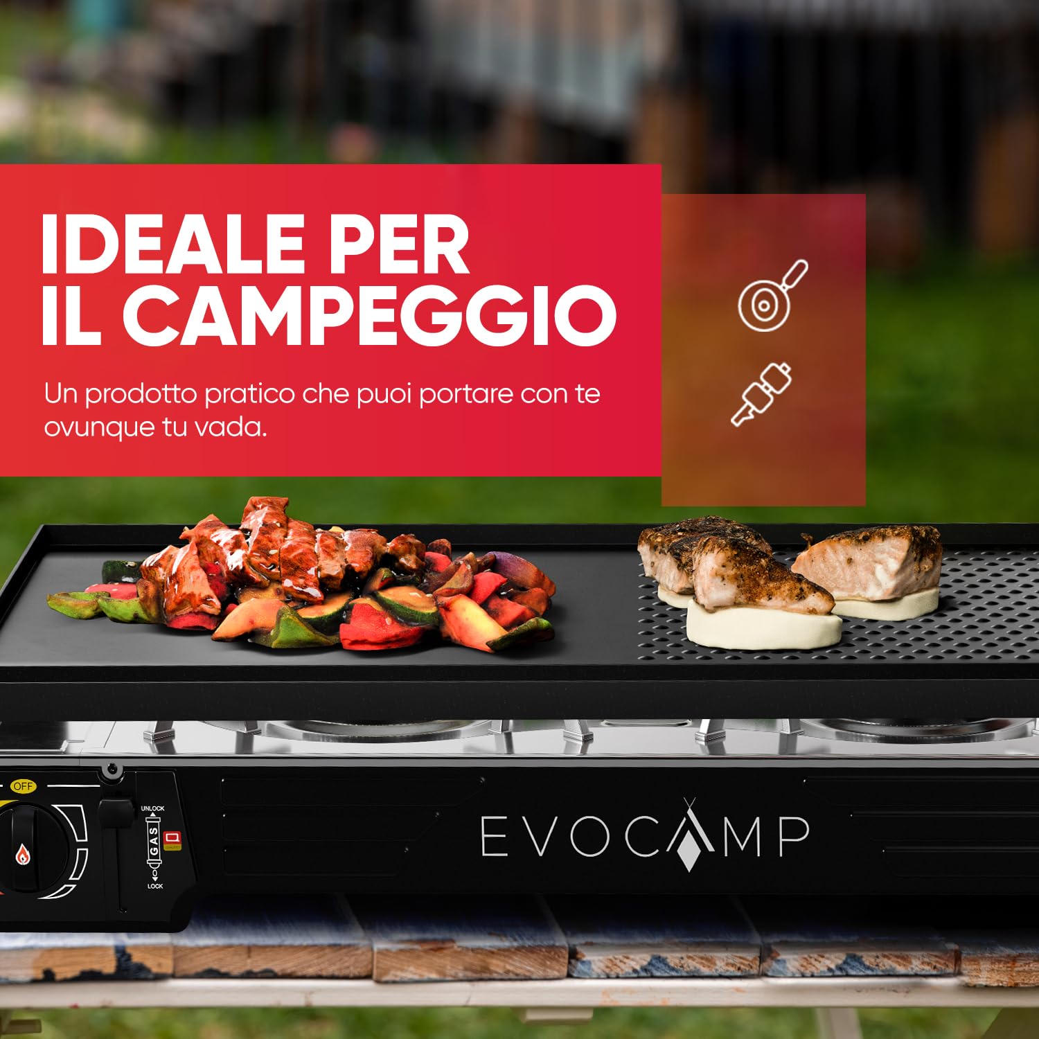 Piastra per grigliare per cucina a gas quadrata, padella antiaderente per fornelli da campeggio, tappetino per barbecue, griglia da campeggio e a gas, accessori per fornelli da campeggio