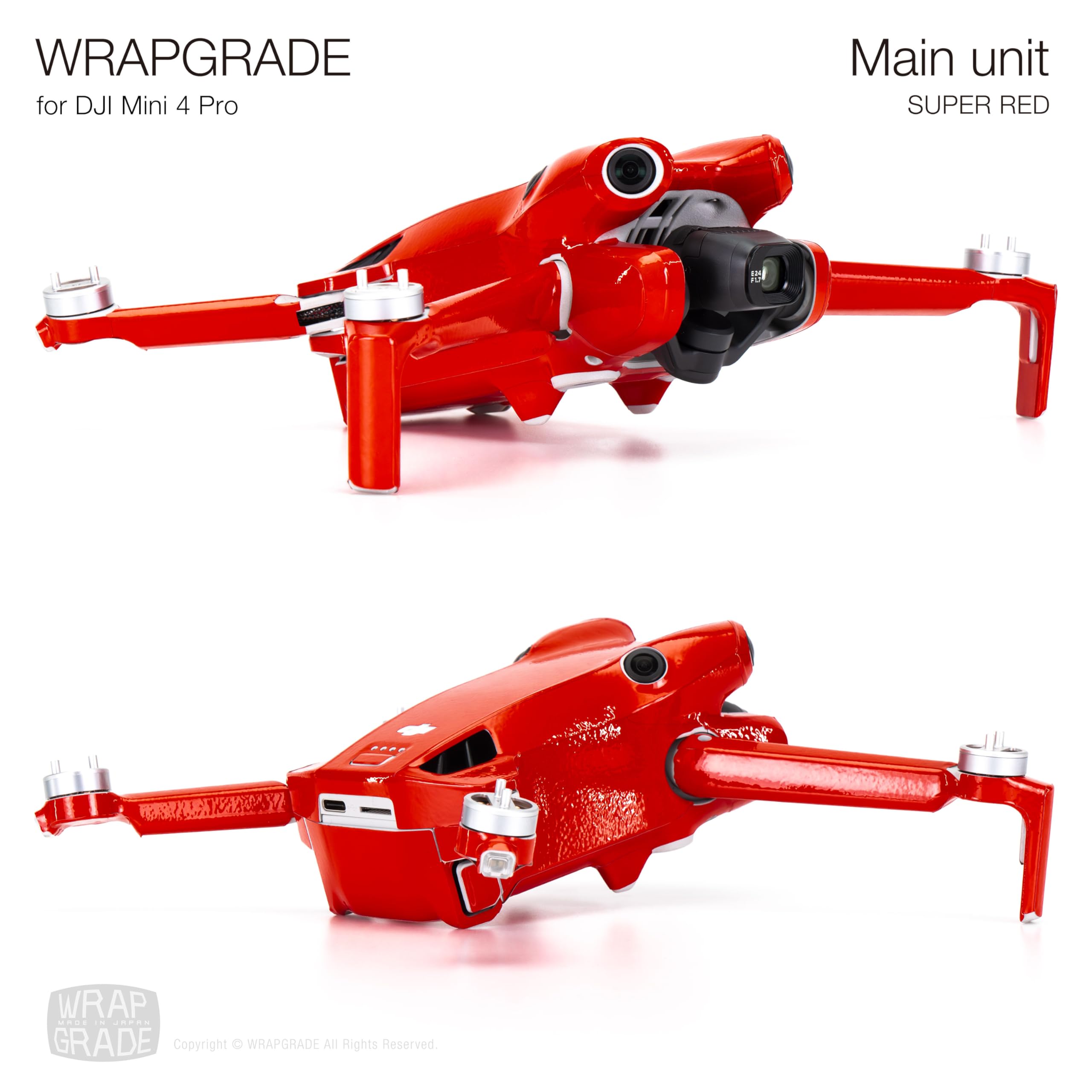 WRAPGRADE Skin Naklejki skórne dla DJI Mini 4 Pro (Super Red)