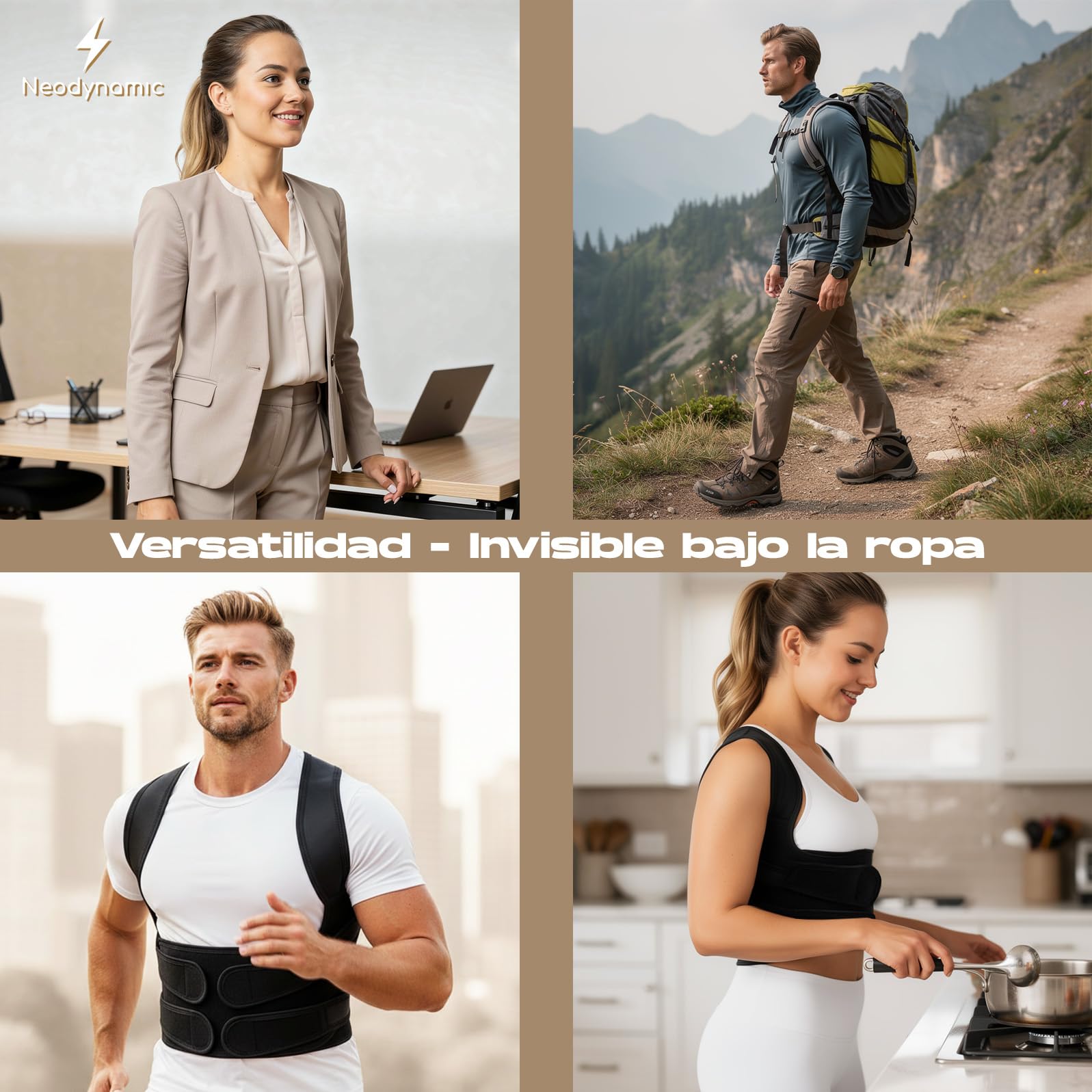 Corrector postura espalda | Corrector postura hombre mujer | Faja espalda ajustable transpirable | Espalda recta y alivio cervical | Incluye bolsa + banda elástica + almohadillas protectoras — view 7