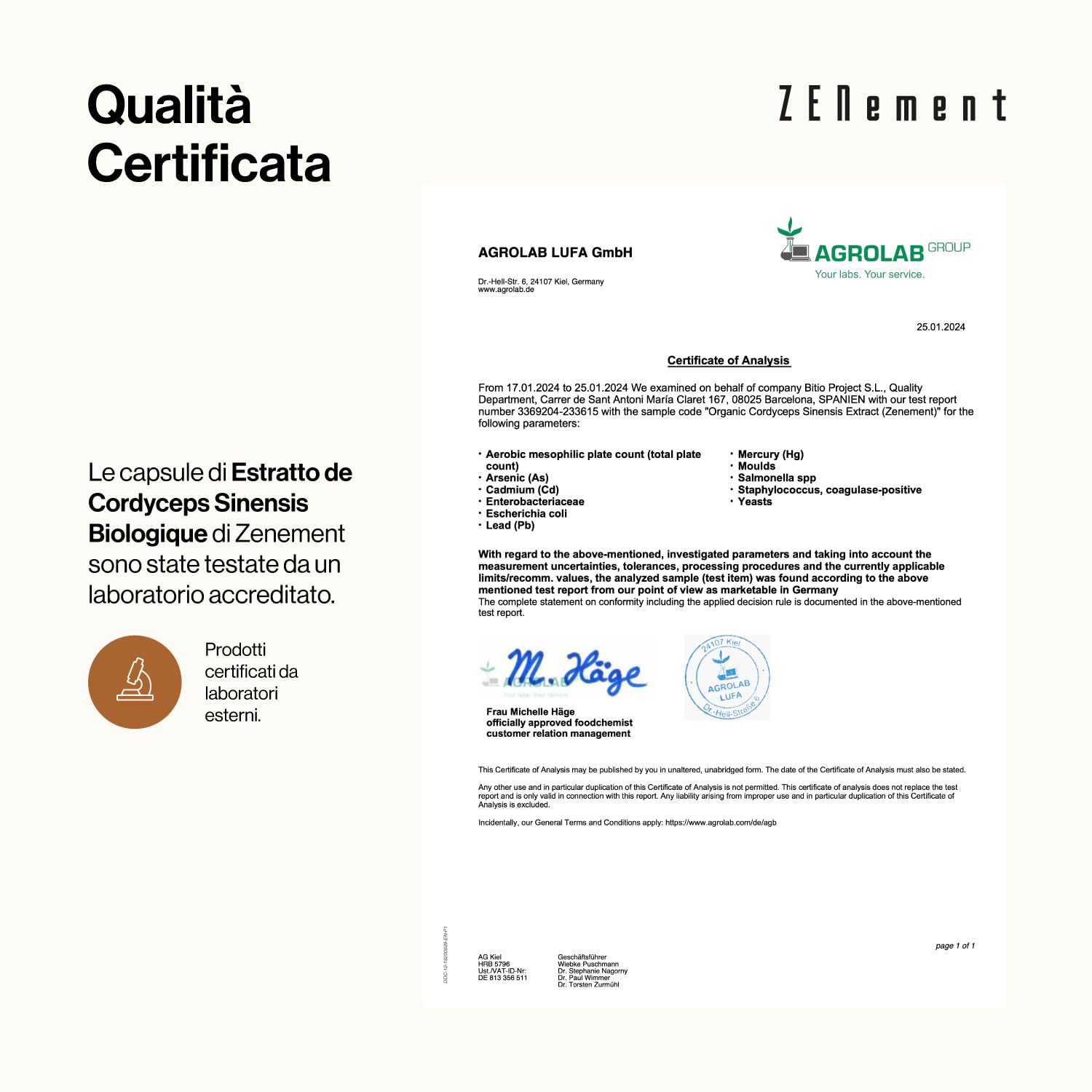 Cordyceps Sinensis Bio | 6500 mg (Estratto CS-4 10:1) alto dosaggio, con il 40% di Polisaccaridi Bioattivi | 180 capsule | 100% biologico, Vegano, Senza Additivi | Zenement