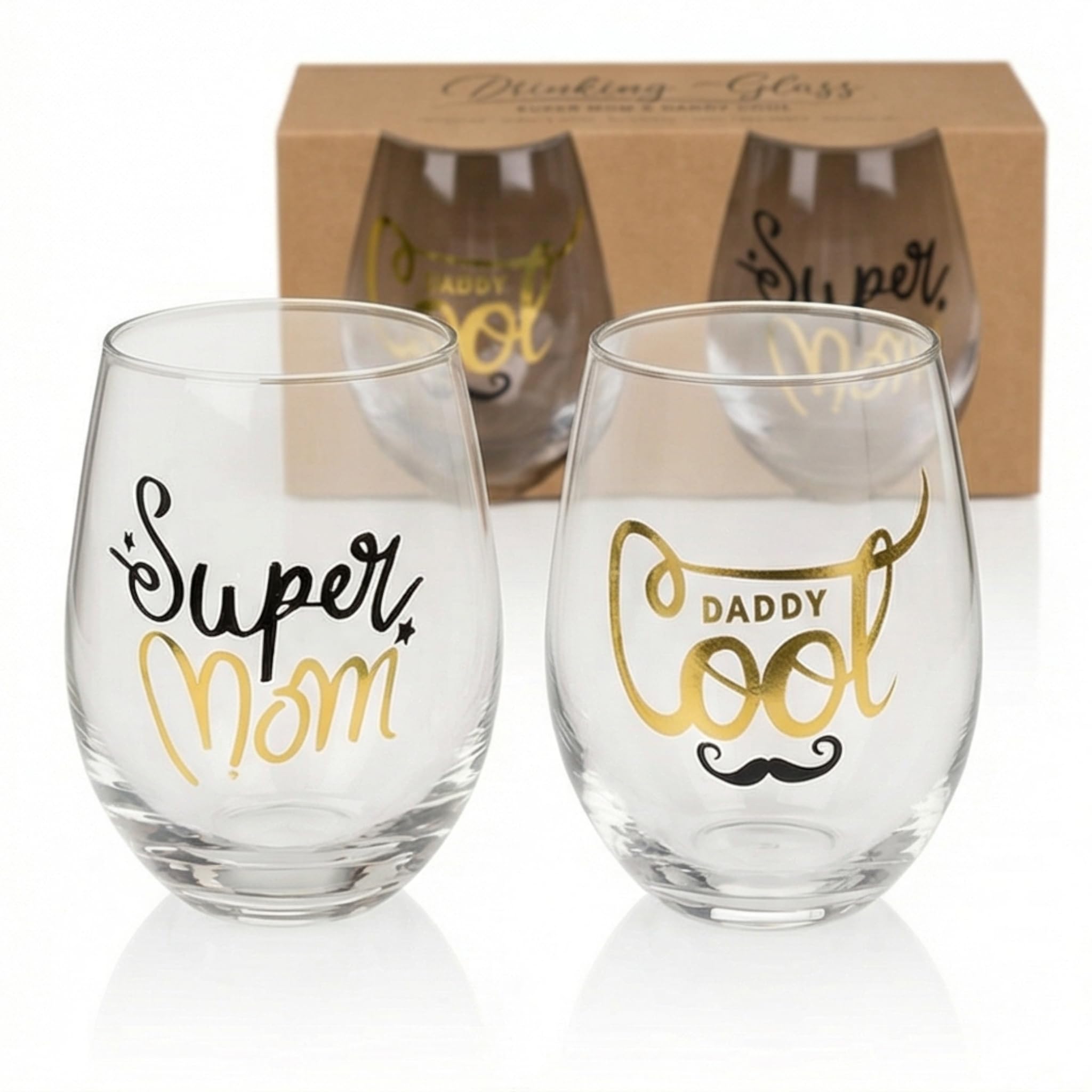 Cadeau pour les parents : duo de verres MIJOMA 500 ml Super Mom et Daddy Cool