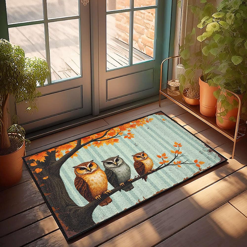 Paillasson d'extérieur chouettes grand tapis d'entrée grattant et robuste