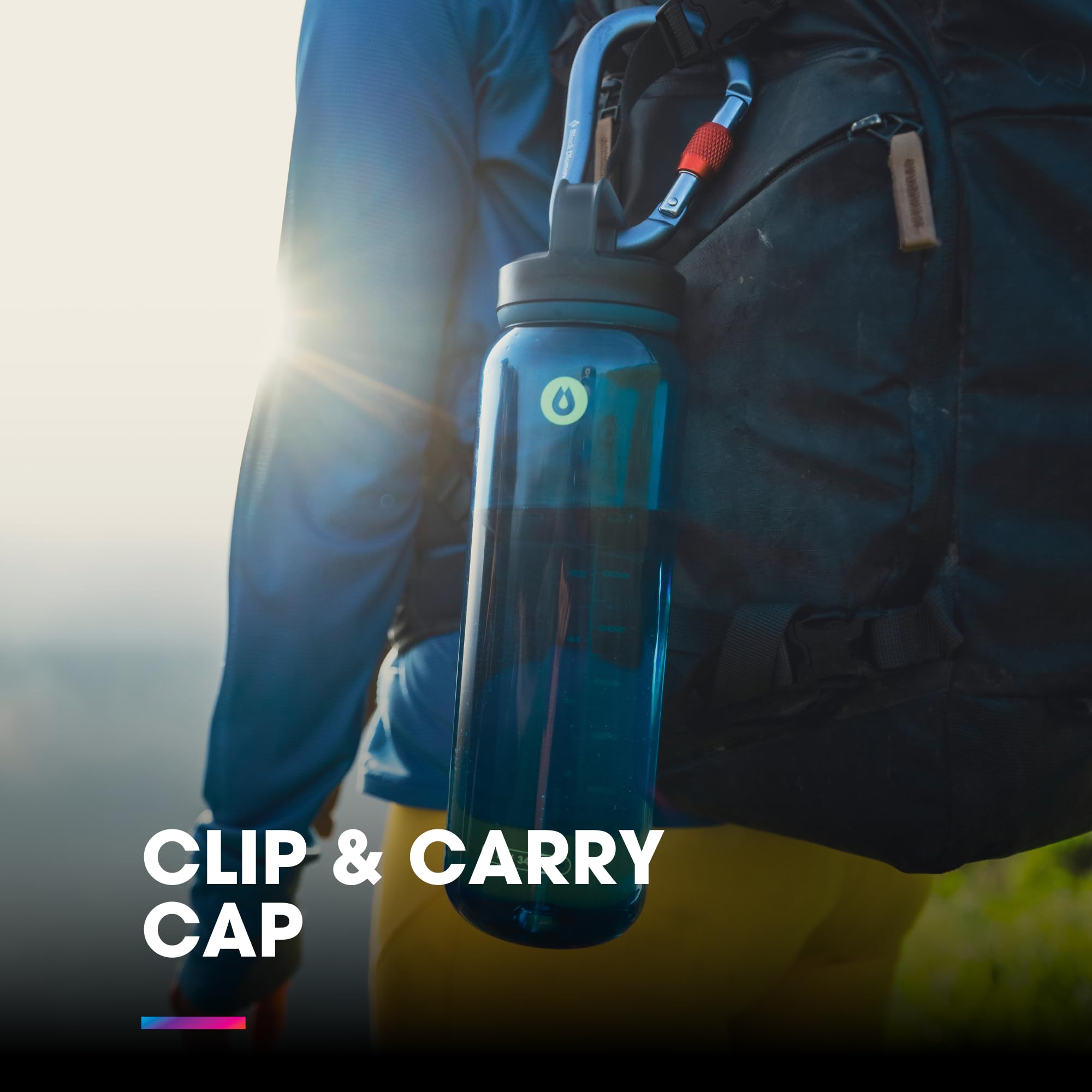 HydraPak Recon - Bottiglia d'Acqua in Plastica Riciclata al 50%, Eco-Friendly e Senza BPA, Tappo a Vite a Flusso Regolare, Facile da Trasportare (1L, Trasparente/Verde Pino e Lime