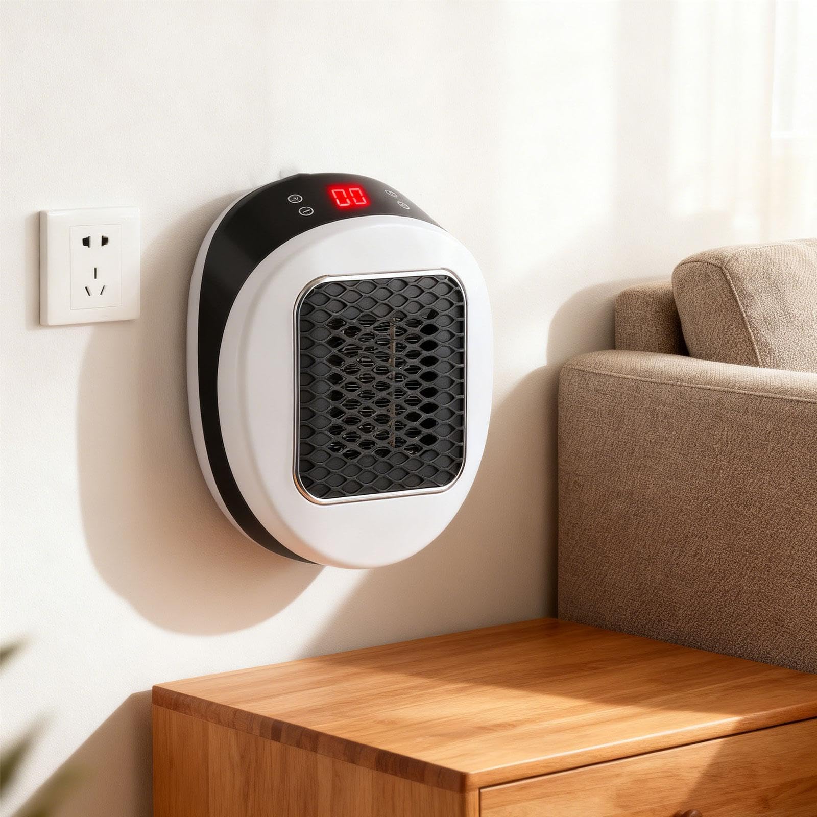 perfk Calentador de Ambiente de Calentamiento rápido, 600 W, Ahorra Espacio y es silencioso, Ideal para dormitorios, hogares y baños.