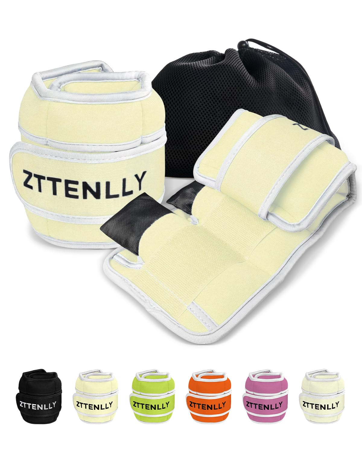 ZTTEN Adjustable Ankle Weights & Wrist Weights 0.9-4.5kg Neoprene Straps for Adults/Kids - Compact Design for Fitness, Yoga, Running