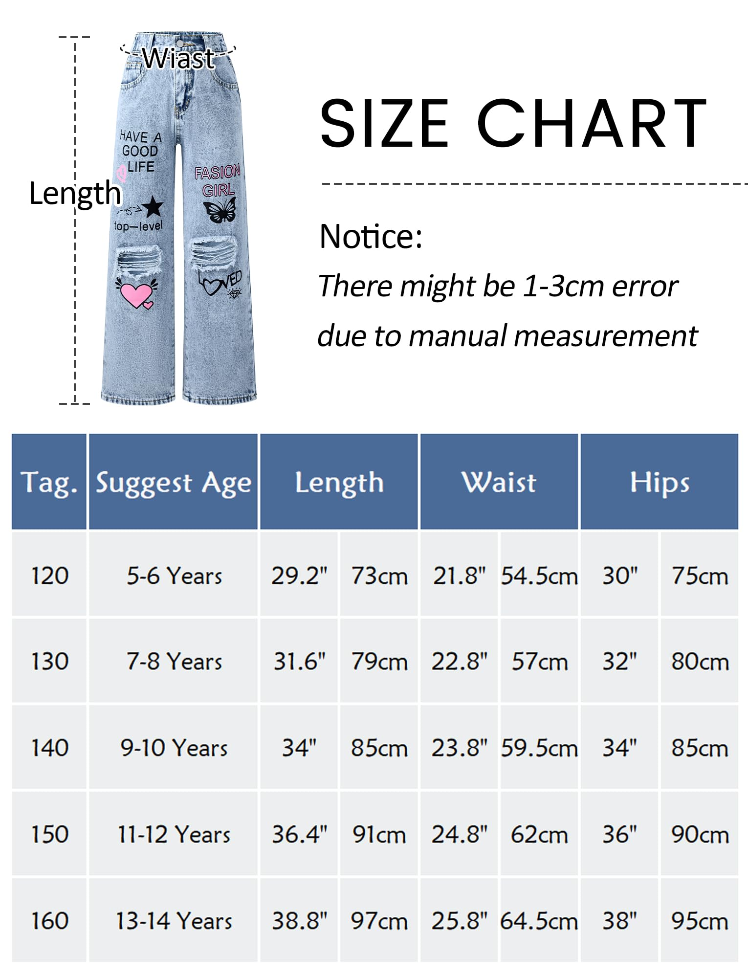 FEOYA Jeans Déchiré Ado Fille Pantalon Cargo Baggy Large Enfant Jean Taille Élastique
