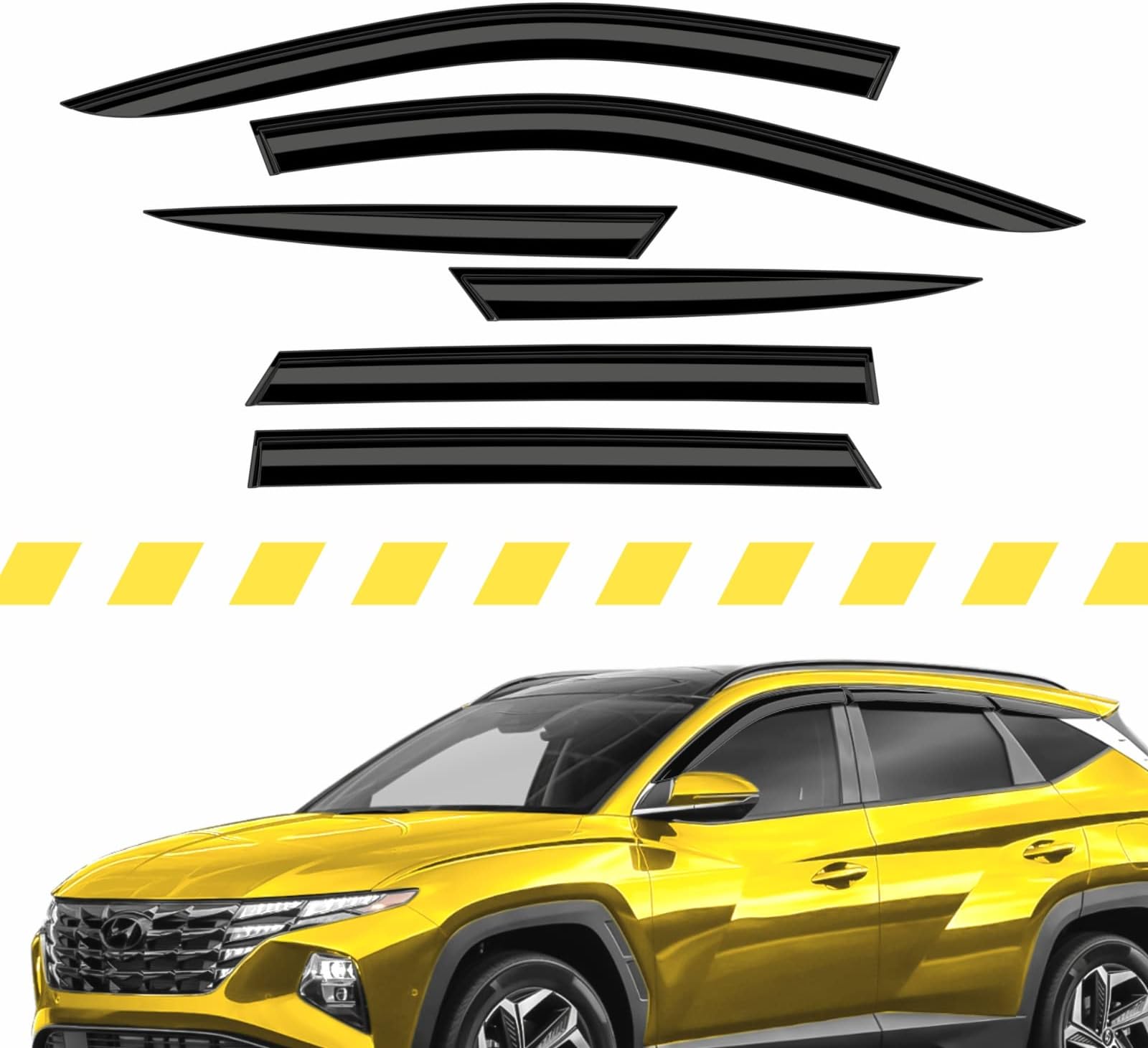 4 Piece In-Channel Rain Guards For 2024-2025 Hyundai Kona - Smoke Black Window Deflectors