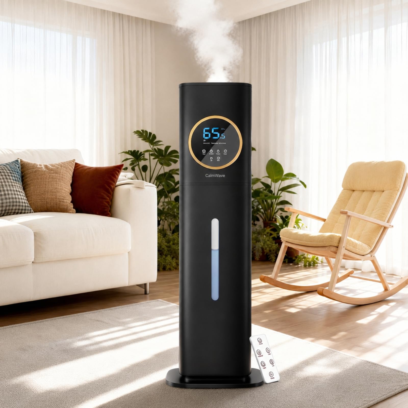 CalmWave 8L Large Humidifier - 40H Runtime for Large Room (Black)
